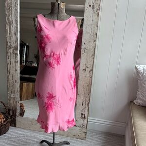 LOFT Pink Floral Midi Dress